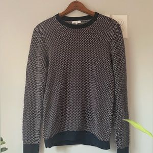 Reiss Luxton Men's Multicolor Dogtooth Crewneck Long Sleeve Sweater (S)